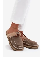 Dámské pantofle s kožešinou a výšivkou Zelené Perivelle