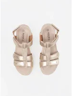 Výborné  sandály zlaté dámské platforma