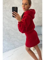 Zateplené šaty s obálkovým dnem červené