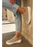 Dámské Textilní Tenisky Na Platformě Big Star RR274465 Béžové Dámské Textilní Tenisky Na Platformě Big Star RR274465 Béžové