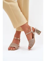 Dámské Sandály Na Sloupkovém Podpatku Zlaté Sarena
