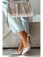 Podpatky s výřezy a zlatou sponou Vinceza 62288 Světle šedé