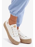 Krajkové tenisky espadrilky na platformě Lee Cooper LCW-26-31-4326 Bílé