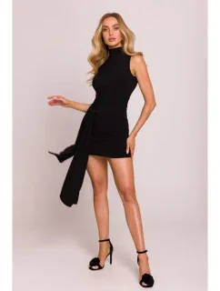 M841 Mini šaty s vázáním vpředu - černé