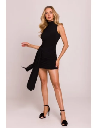 M841 Mini šaty s vázáním vpředu - černé
