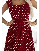 241-3 Bavlněné šaty STELLA se vsazeným výstřihem - Bordeaux s puntíky 241-3 Bavlněné šaty STELLA se vsazeným výstřihem - Bordeaux s puntíky