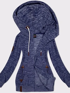 Fleecová mikina bez knoflíků navy blue melange (2310)
