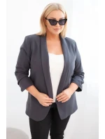 Dámská sako Plus Size bez zapínání s podšívkou XL/2XL grafitová