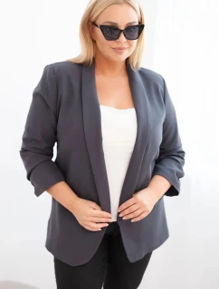 Dámská sako Plus Size bez zapínání s podšívkou XL/2XL grafitová