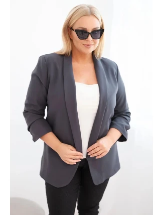 Dámská sako Plus Size bez zapínání s podšívkou XL/2XL grafitová
