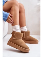 Dámské Semišové Sněhule Na Platformě Nad Kotníky Camel Rianaella