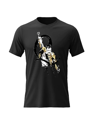 Pánské bavlněné tričko s potiskem - FREDDIE MERCURY - černé