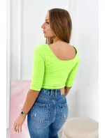 Halenka s kulatým výstřihem zelená neonová