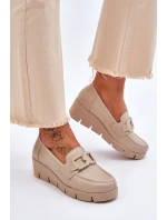Kůže Wedge Mokasíny Béžove Felicita
