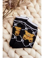 Teplé Bavlněné Ponožky S Medvědem Černé