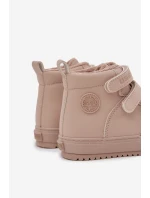 Zateplené boty sneakers dětské na suchý zip Big Star SS374072 béžové