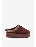 Dětské/módní sněhule s výšivkou na platformě Jolisse – čokoládové