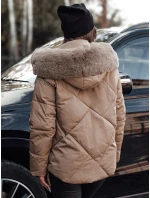 MODIVA prošívaná dámská zimní bunda s kapucí světle béžová FashionStreet TY4725