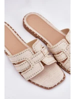 Zdobené pantofle na plochém podpatku béžové Anniles
