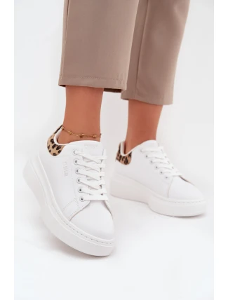 Dámské Tenisky Na Platformě Big Star SS274247 Bílé Leopardí