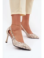 Lodičky Vinceza s výřezy a zlatým sponou 62288 s hadím vzorem