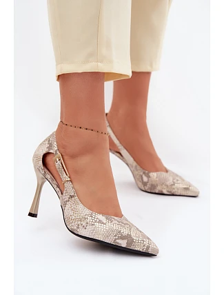 Lodičky Vinceza s výřezy a zlatým sponou 62288 s hadím vzorem