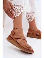 Kožené dámské sandály na platformě Maciejka L4496-29 Camel