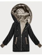 Černá dámská bunda s úpletovými vsadkami S'West (B8561-1)