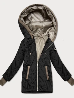 Černá dámská bunda s úpletovými vsadkami S'West (B8561-1)