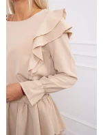 Šaty se svislými volány béžové Šaty se svislými volány béžové