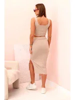 Dámský top a vroubkovaný sukně béžový Dámský top a vroubkovaný sukně béžový