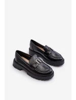 Dětské polobotky mokasíny s ozdobou Černé Elvilda