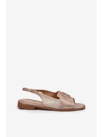 Dámské Sandály Na Plném Podpatku S Ozdobou S.Barski KV51-002 Růžové Zlato