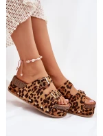 Dámské sandály s přezkami na masivní platformě leopard Odisene