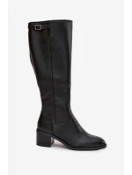 Dámské zimní kozačky s podpatkem a přezkou Vinceza 58589 Černé