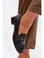 Kožené dámské polobotky na klínu s ozdobou Vinceza 39978 Černé