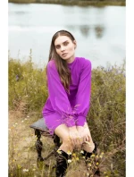 K078 Šaty s nabíraným páskem - levandulová