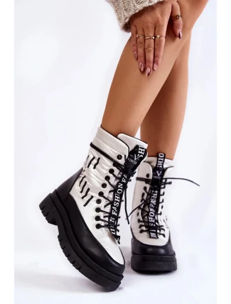 Dámské šněrovací sněhule Černobílé Sharmen