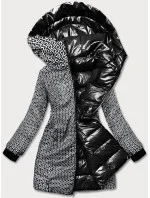 Černá oboustranná dámská metalická bunda (b8070-1)