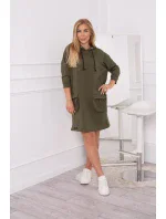 Kaki šaty s kapucí