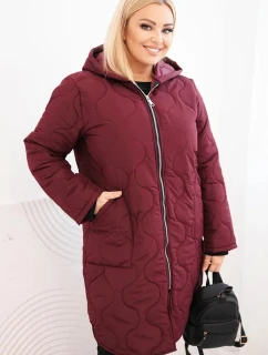 Dámská zimní prošívaná bunda Plus Size s kapucí švestková