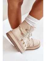 Dámské Sněhule Na Platformě S Šněrováním Světle Béžové Riaviana