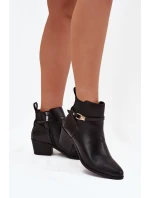 Dámské Boty Na Zip S Páskem A Zlatým Detailem Černé Zelinae Dámské Boty Na Zip S Páskem A Zlatým Detailem Černé Zelinae