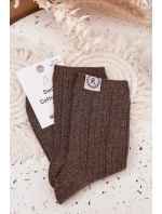 Bavlněné ponožky pruhované dámské tmavě šedé