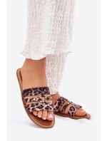 Ploché Dámské Pantofle Se Zlatým Detalem Leopard Noroti