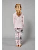 Dívčí pyžamo Bora, dlouhý rukáv, dlouhé kalhoty - růžová/potisk