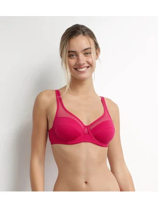 Dámská podprsenka z bio bavlny DIM GENEROUS COTTON BIO BRA - DIM - červená