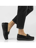 Dámské kožené mokasíny na platformě polobotky černé Filippo DP7652