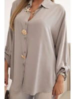 Dámská košile s viskózou, ozdobnými knoflíky a límečkem fango