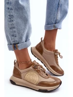Kůže Sportovní Boty Na Platformě Maciejka 06191-04 Bežová
